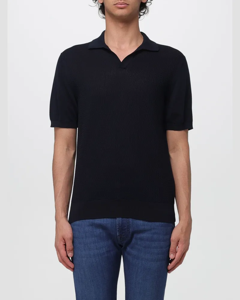 Corneliani Polohemd aus Baumwollstrick Schwarz