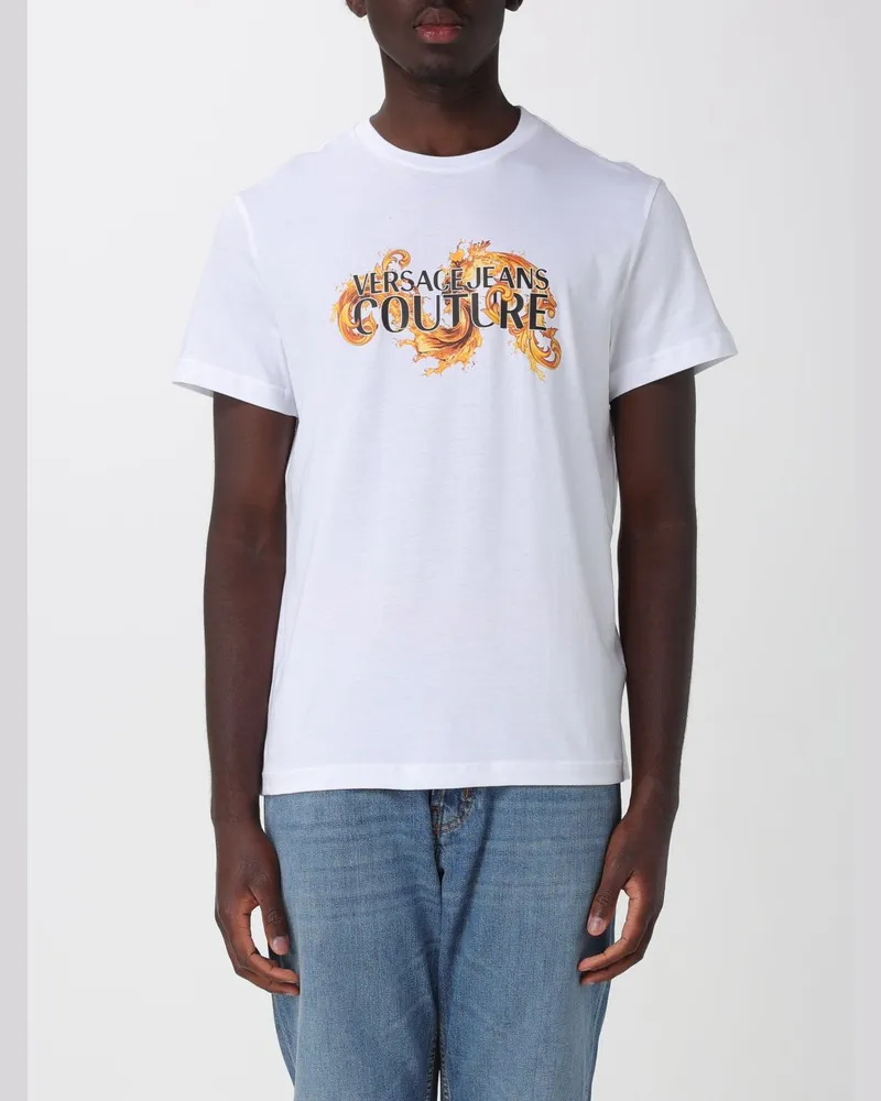 Versace Jeans Baumwoll-T-Shirt mit Logo Weiß