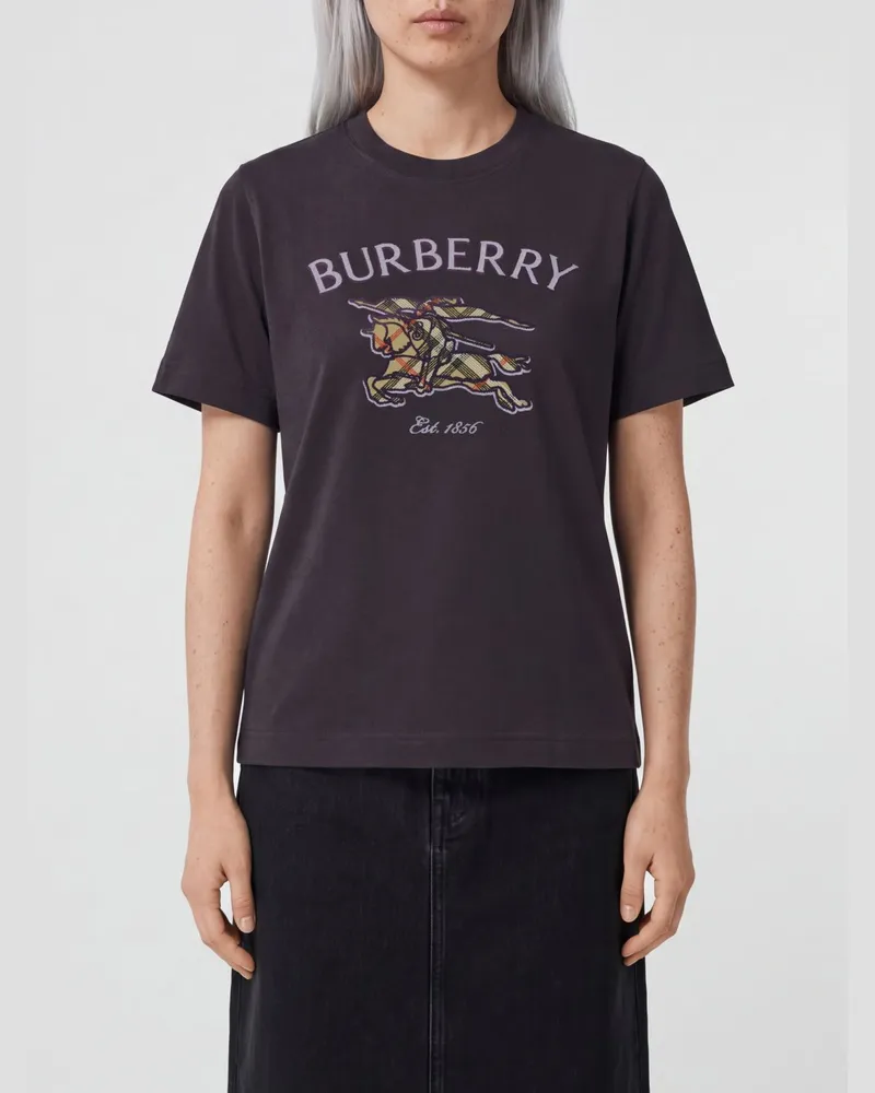 Burberry Rundhals-T-Shirt aus Baumwolle mit EKD-Logodruck Violett