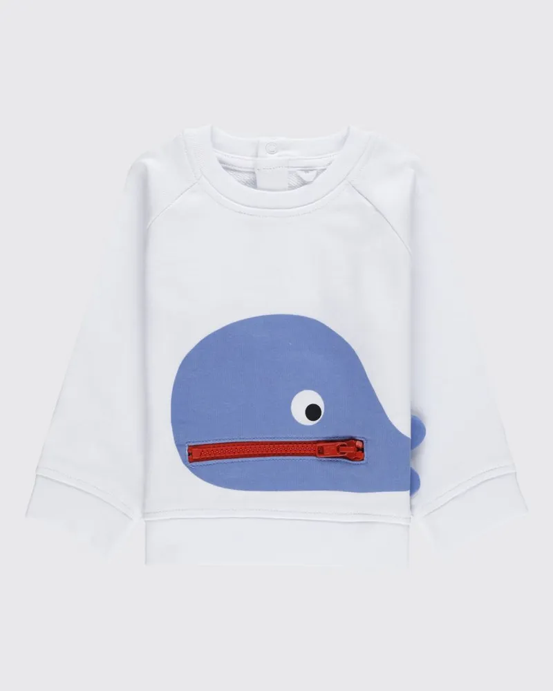 Stella McCartney Kids Sweatshirt für Jungen aus Baumwolle mit Tiermotiv und Rundhalsausschnitt Weiß