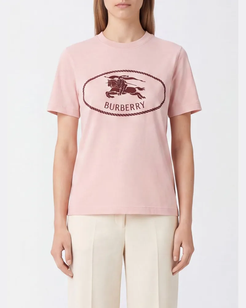 Burberry Baumwoll-T-Shirt mit Rundhalsausschnitt und kontrastierendem EKD-Logo Pink