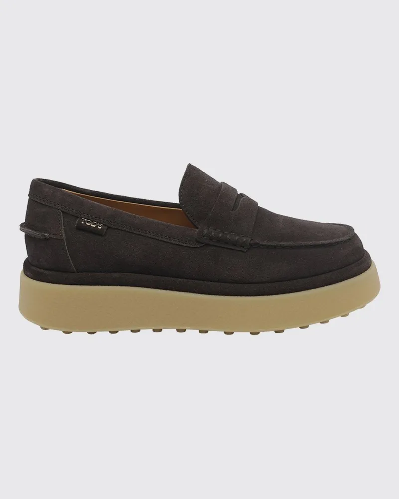 TOD'S Plateau-Penny-Loafer aus Veloursleder mit Gummisohle Earth