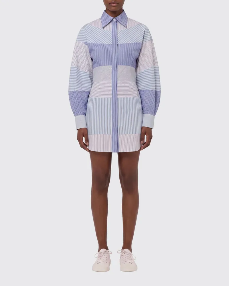 Moschino Gestreiftes Baumwoll-Hemdblusenkleid Bunt