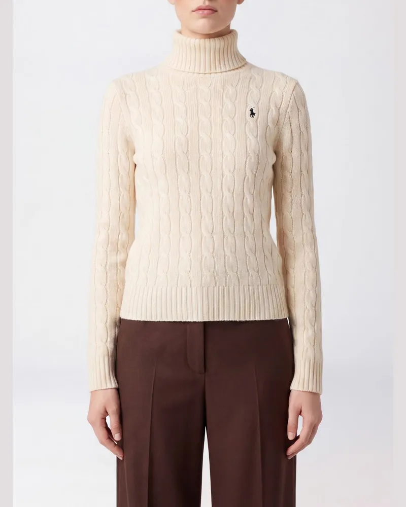Ralph Lauren Slim Fit Rollkragenpullover aus Wolle und Kaschmir mit gesticktem Pony-Logo Weiß