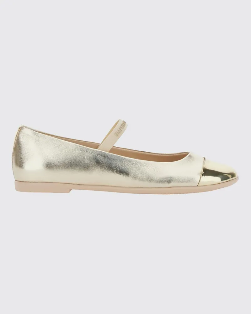 Emporio Armani Mary-Jane-Ballerinas aus laminiertem Kalbsleder mit runder Kappe Stahl