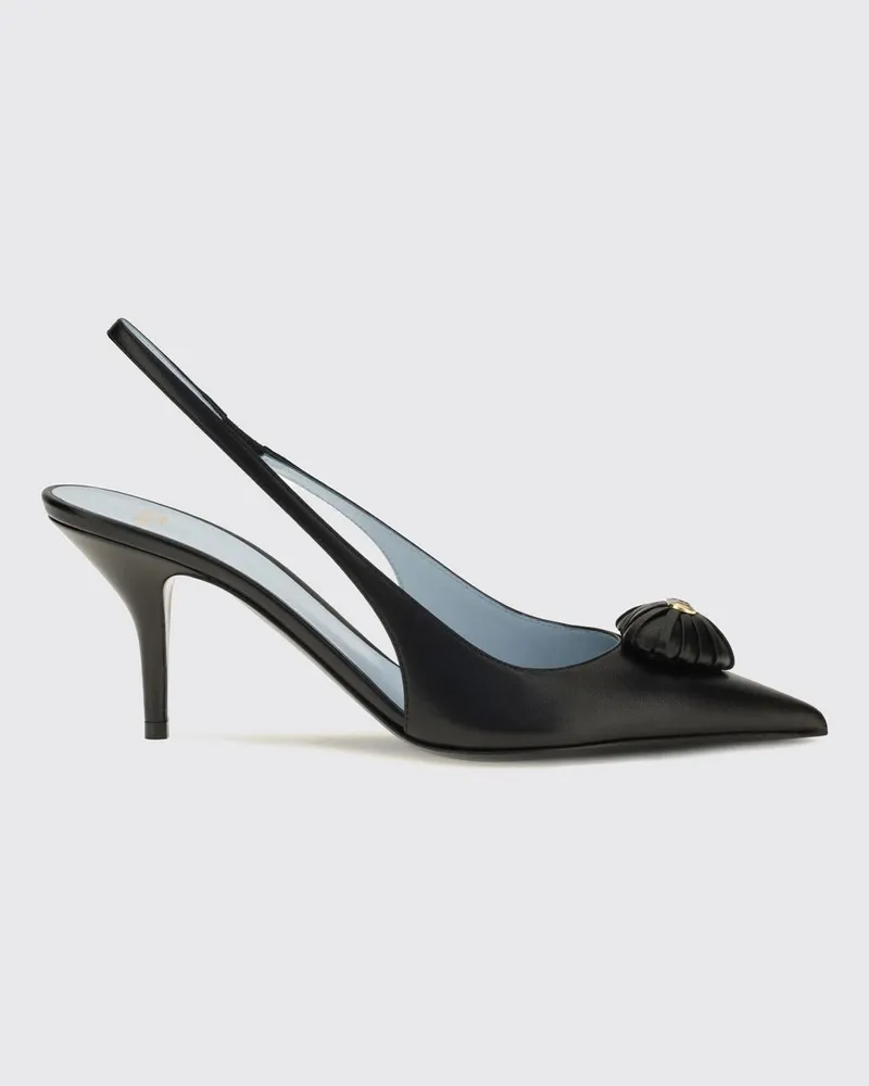 Valentino Garavani Coeur Royal Leder-Slingbacks mit VLogo Signature Schwarz