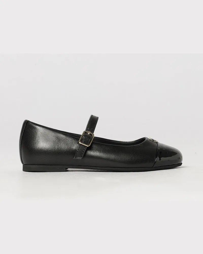 Twin-Set Mädchen Mary Jane Ballerinas aus Glattleder mit verstellbarem Riemen Schwarz