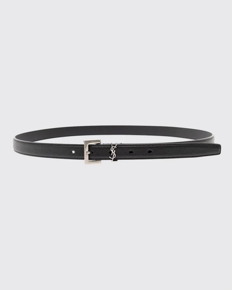 Saint Laurent Gürtel aus genarbtem Lammleder Schwarz