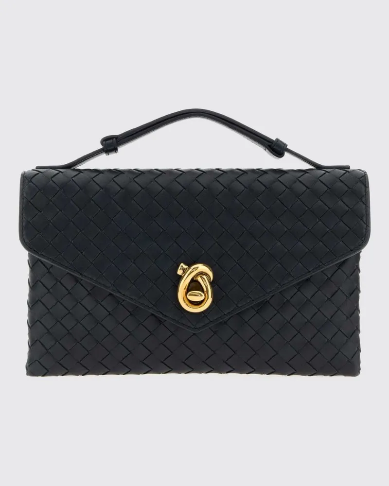 Bottega Veneta Kleine Knot Lock Henkeltasche aus Intrecciato-Leder von Blau