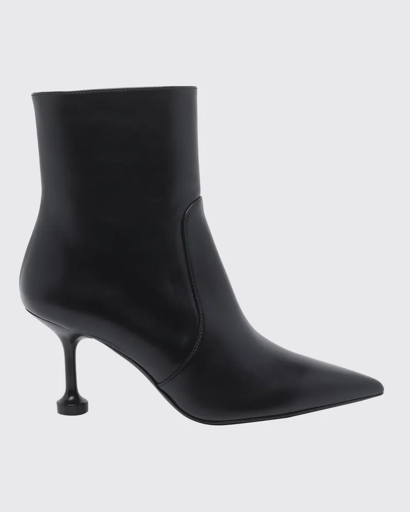 Stuart Weitzman Stiefeletten aus glattem Kalbsleder mit mittlerem Spulenabsatz Schwarz