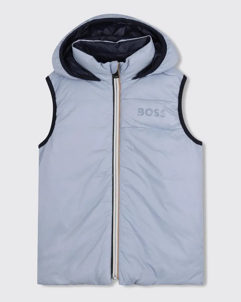 HUGO BOSS Gefütterte Wende-Weste für Jungen aus Nylon mit Kapuze Hellblau