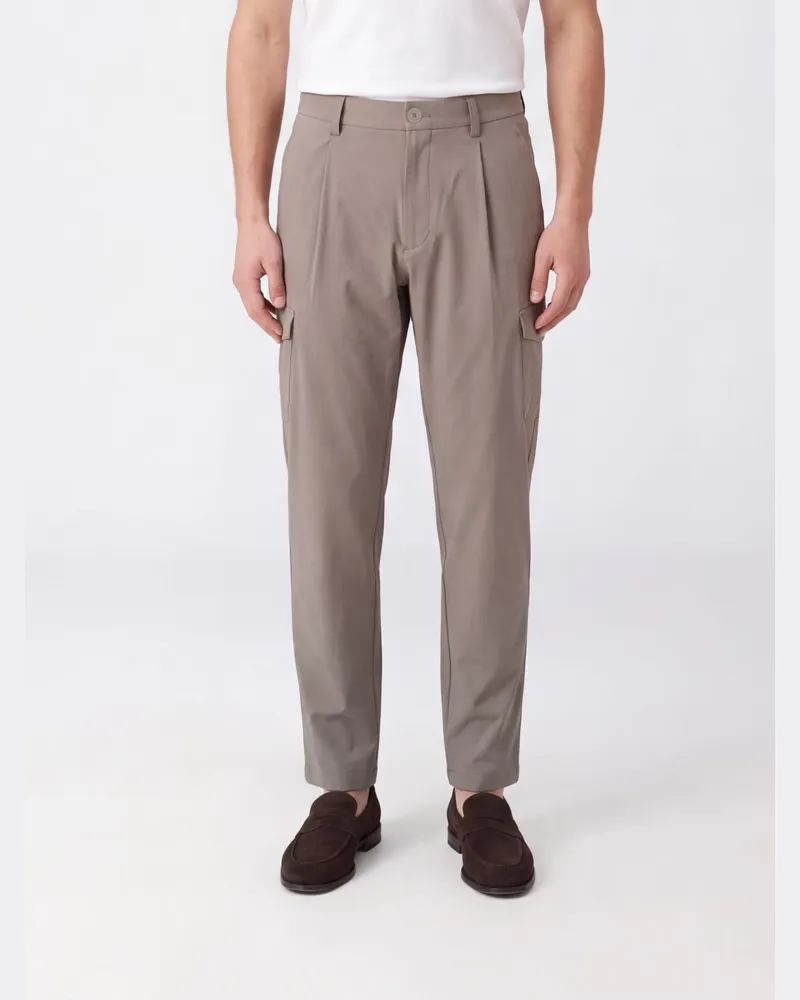 Herno Slim Fit Cargohose aus technischem Gewebe mit Bundfalten und mittelhohem Bund Taubengrau