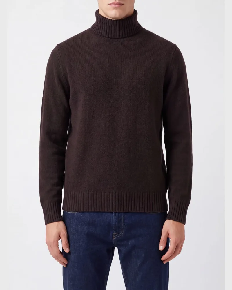 Drumohr  Langärmeliger Rollkragenpullover aus reiner und weicher 100% Lammwolle Braun