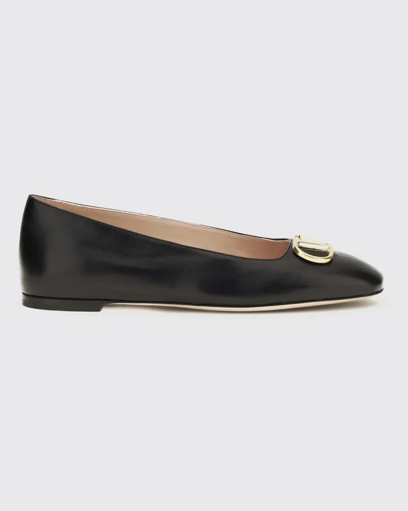 Valentino Garavani VLogo Signature Ballerinas aus glattem Kalbsleder Schwarz