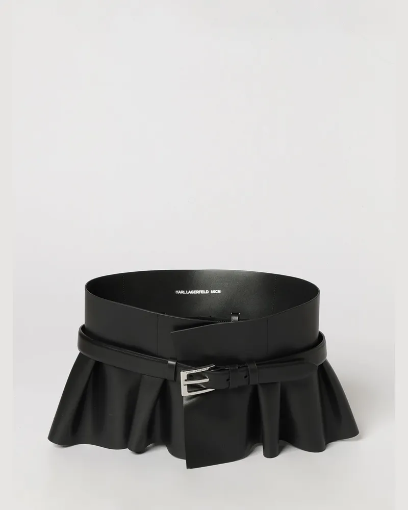 Karl Lagerfeld Bustier-Gürtel aus glattem Rindsleder mit Rüschenapplikation Schwarz