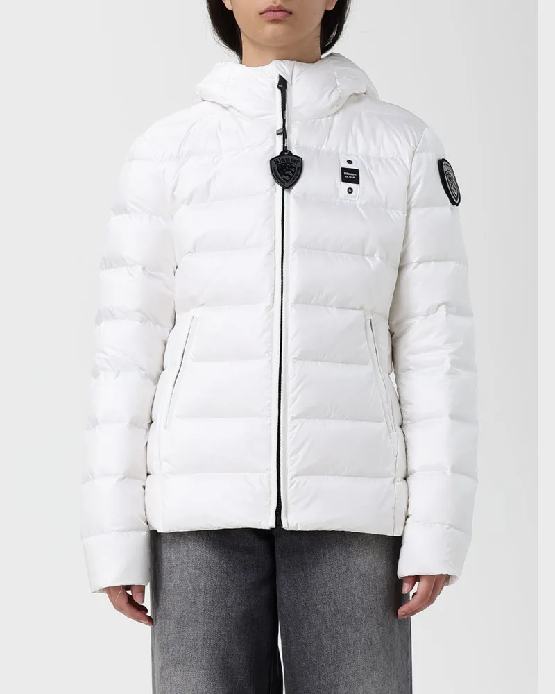 Blauer Jacke damen Weiß