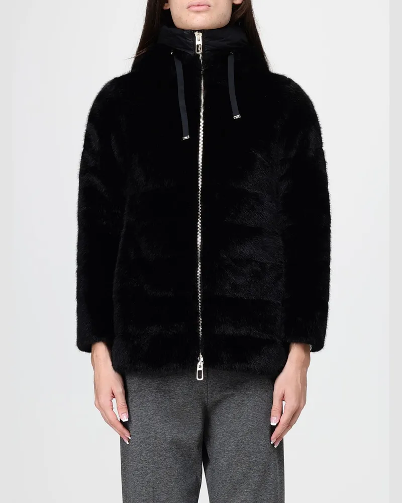 DUNO Andrada Pejo Gesteppte Kunstpelzjacke mit Kapuze Schwarz