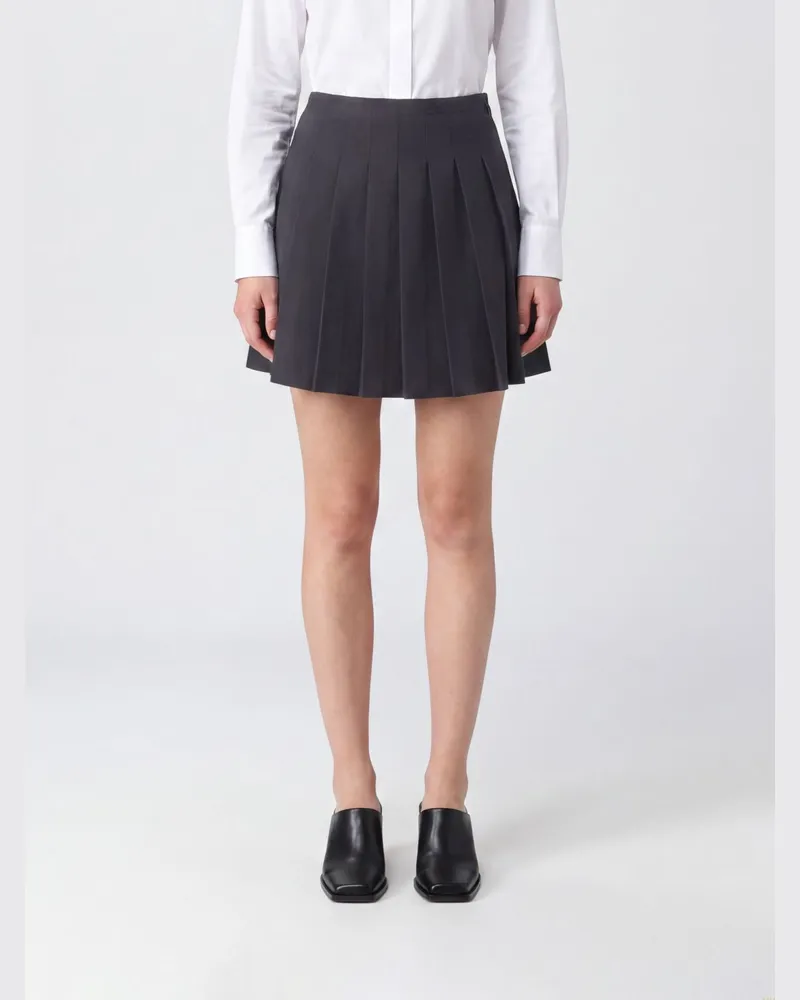 Maison Margiela Plissierter Minirock in Slim Fit aus Wollmischung Charcoal