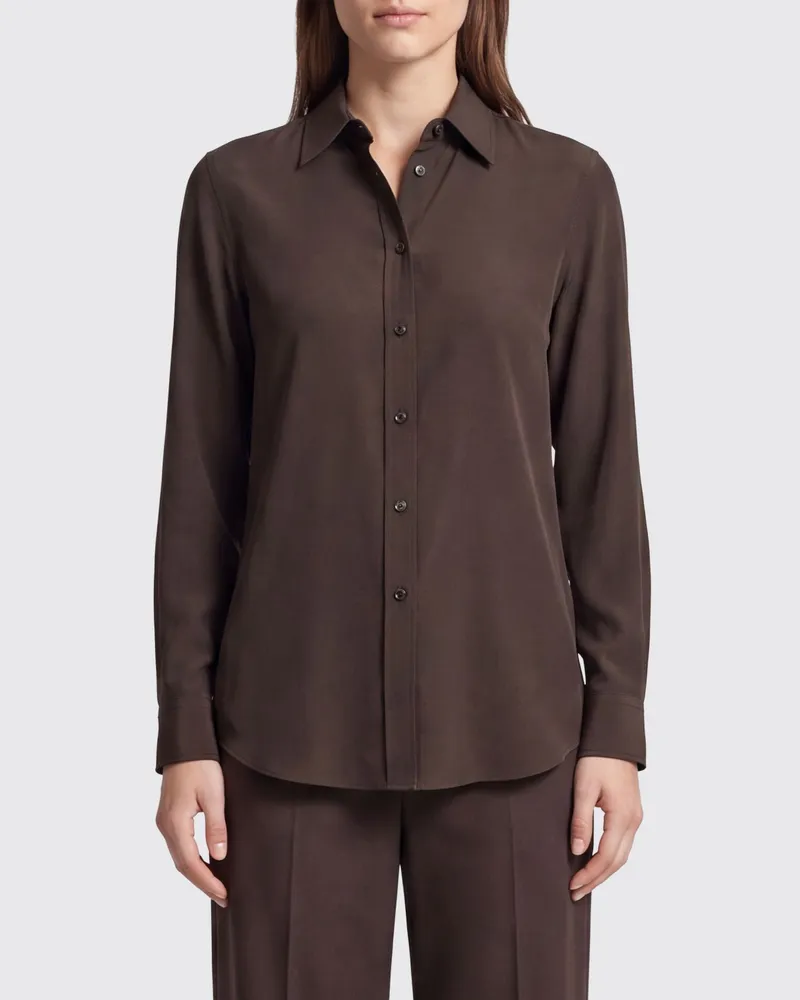 Ralph Lauren Stretch-Seidenhemd mit klassischem Kragen Braun