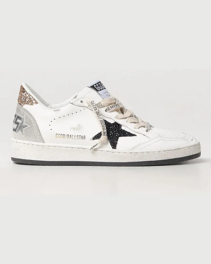 Golden Goose Ball Star Used-Look Leder-Sneakers Weiß