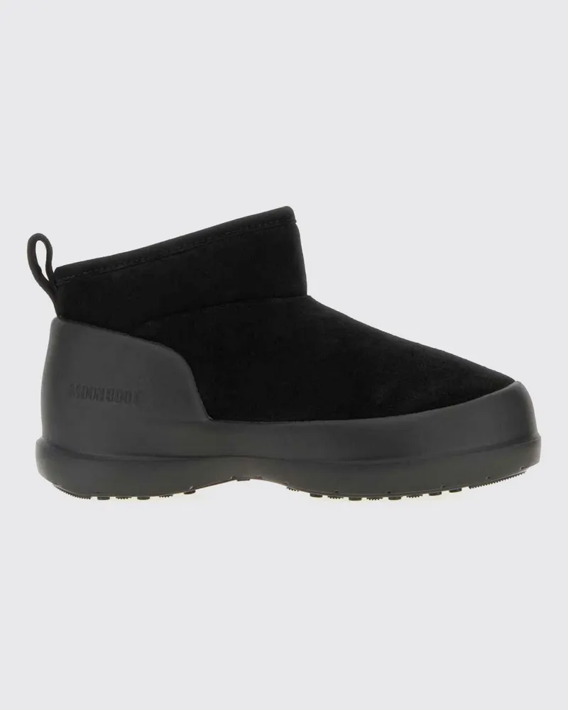 Moon Boot Mezzaluna Wildleder-Schneestiefel mit Shearling-Futter Schwarz