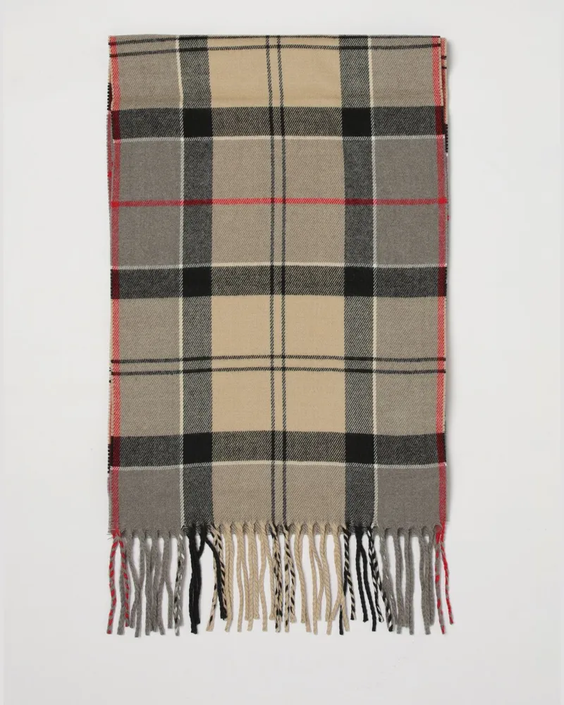 Barbour Acryl-Schal mit Tartanmuster und Fransenrändern Beige