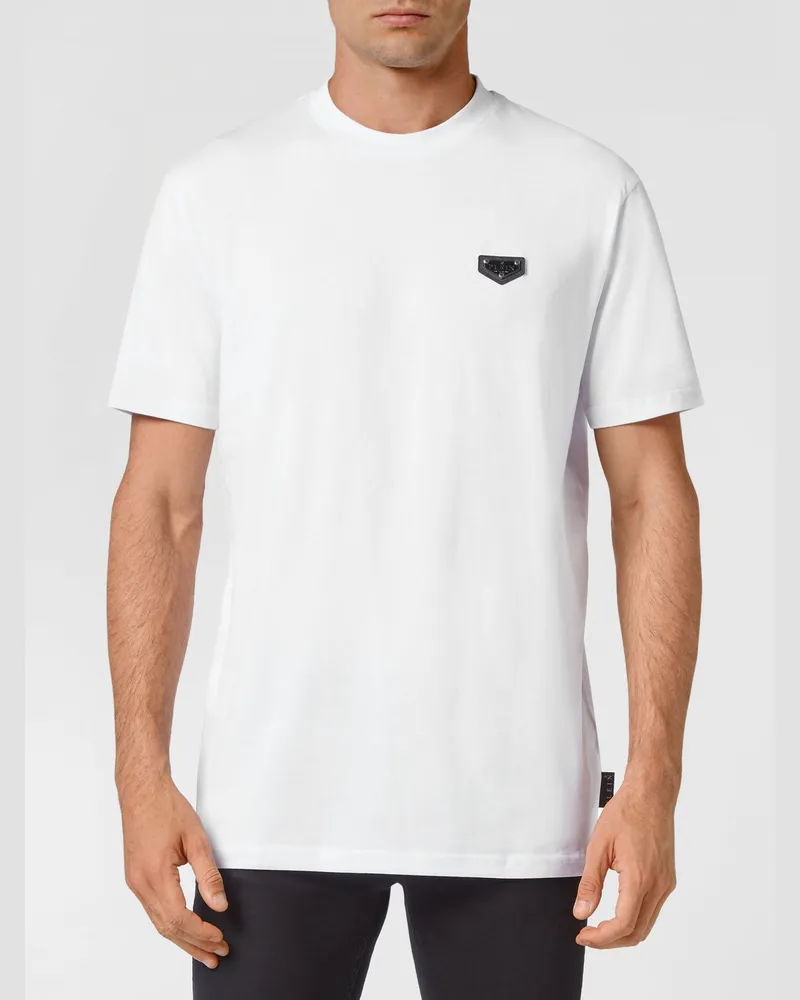 Philipp Plein Baumwoll-T-Shirt mit aufgesetztem Logo-Patch auf der Brust Weiß
