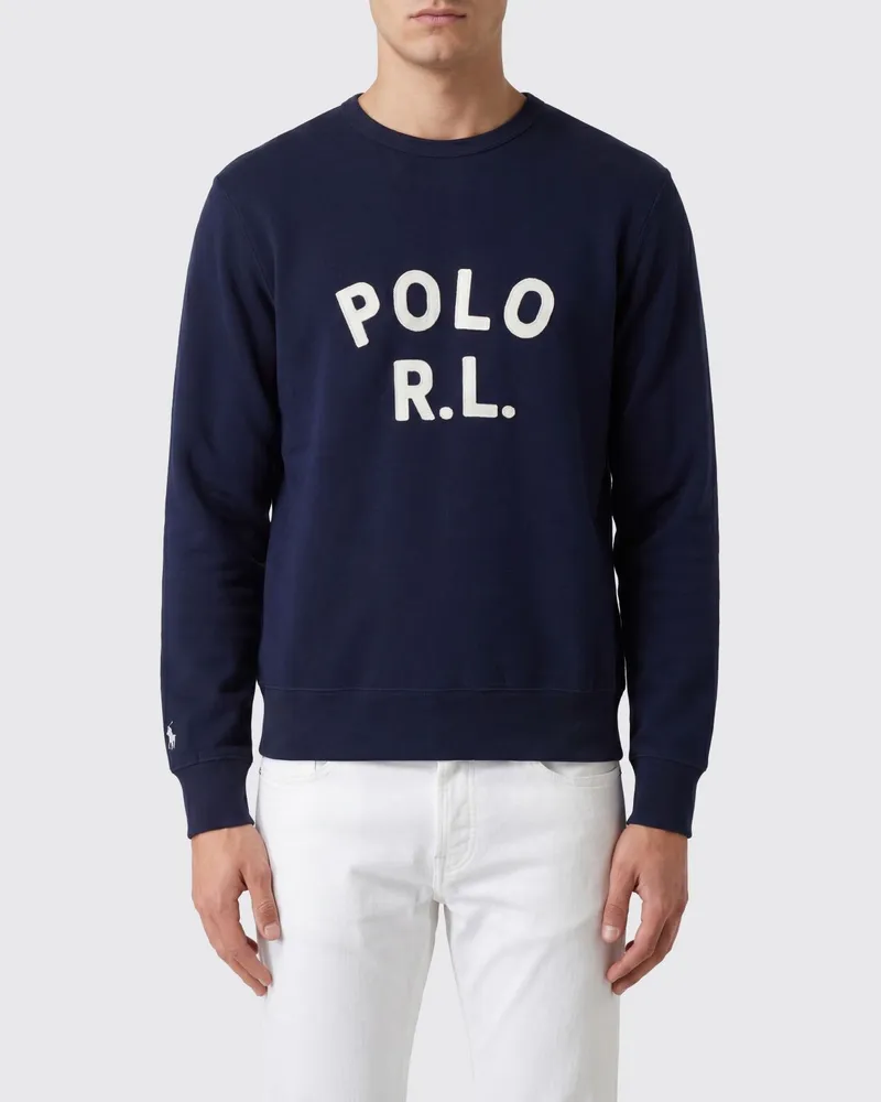 Ralph Lauren Rundhals-Sweatshirt aus Baumwollmischung mit Kontrastlogo Blau