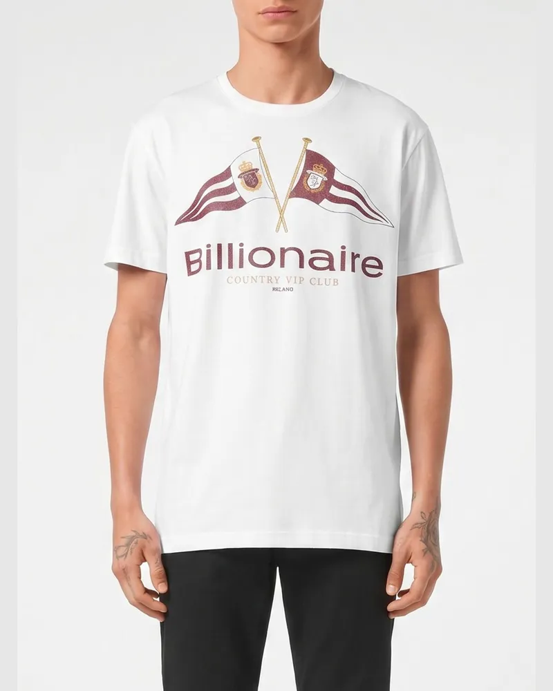 Billionaire Baumwoll-T-Shirt mit Logo Weiß