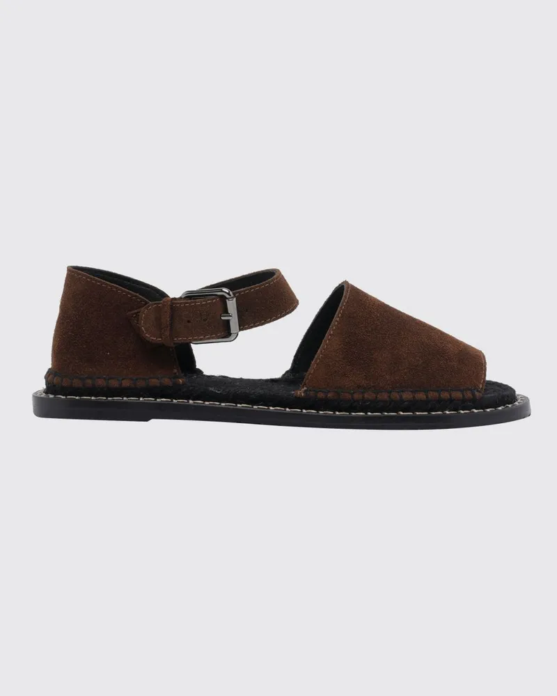 Castañer Flache Wildledersandalen mit runder Zehenpartie und verstellbarem Knöchelriemen Braun