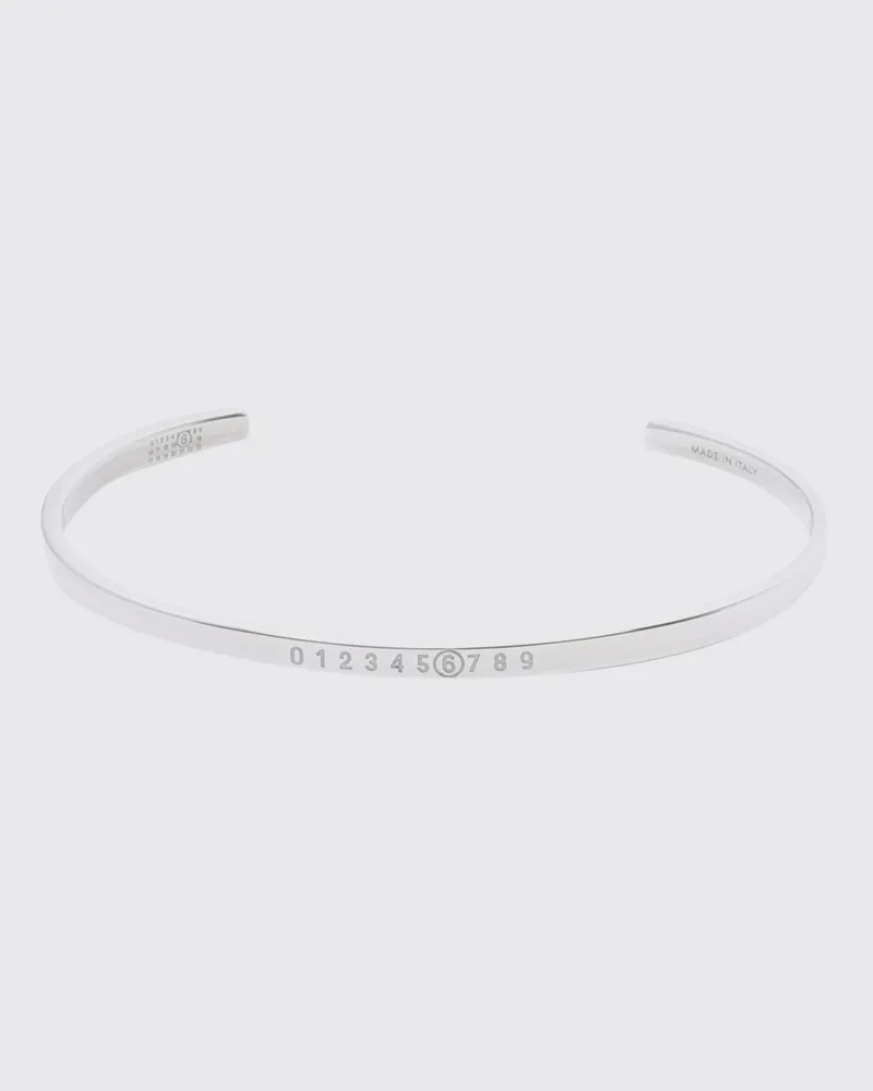 Maison Margiela Starrer Armreif aus Messing mit eingraviertem numerischem Logo Silber