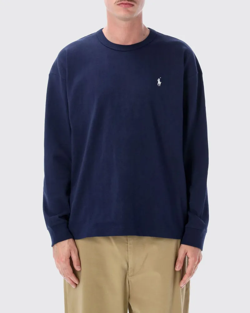 Ralph Lauren Langarm-T-Shirt aus Baumwolle mit gesticktem Logo Navy