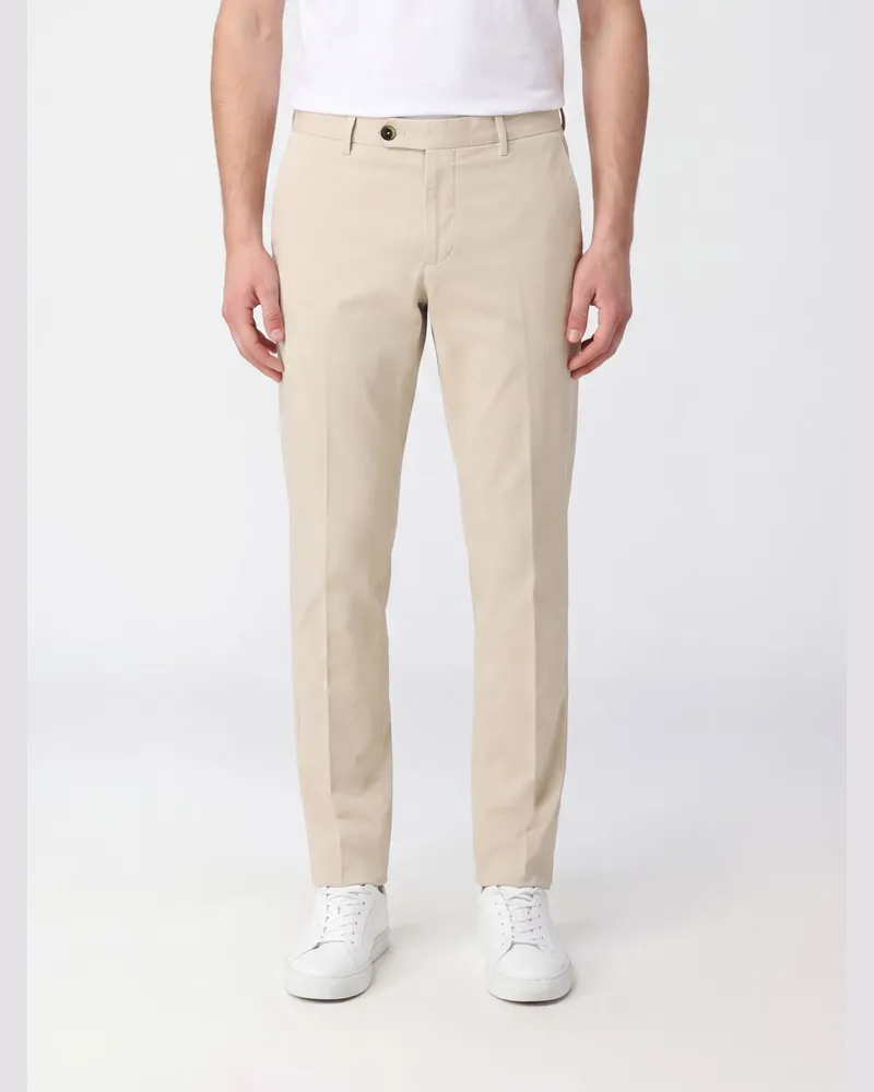 PT TORINO Slim-Fit-Chino-Hose aus Baumwolle und Kaschmir mit dezentralem Verschluss Grau