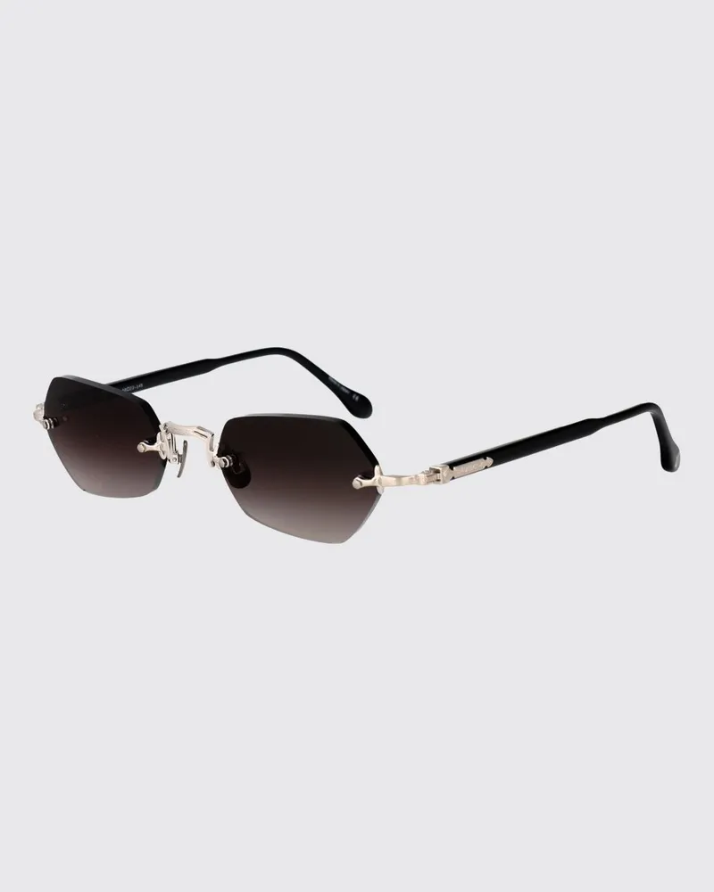 MATSUDA Sonnenbrille mit ausgestelltem Gestell aus Schildpatt-Acetat und Metall Silber