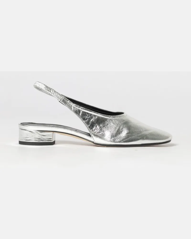 aeyde Slingback-Pumps aus laminiertem Leder Silber