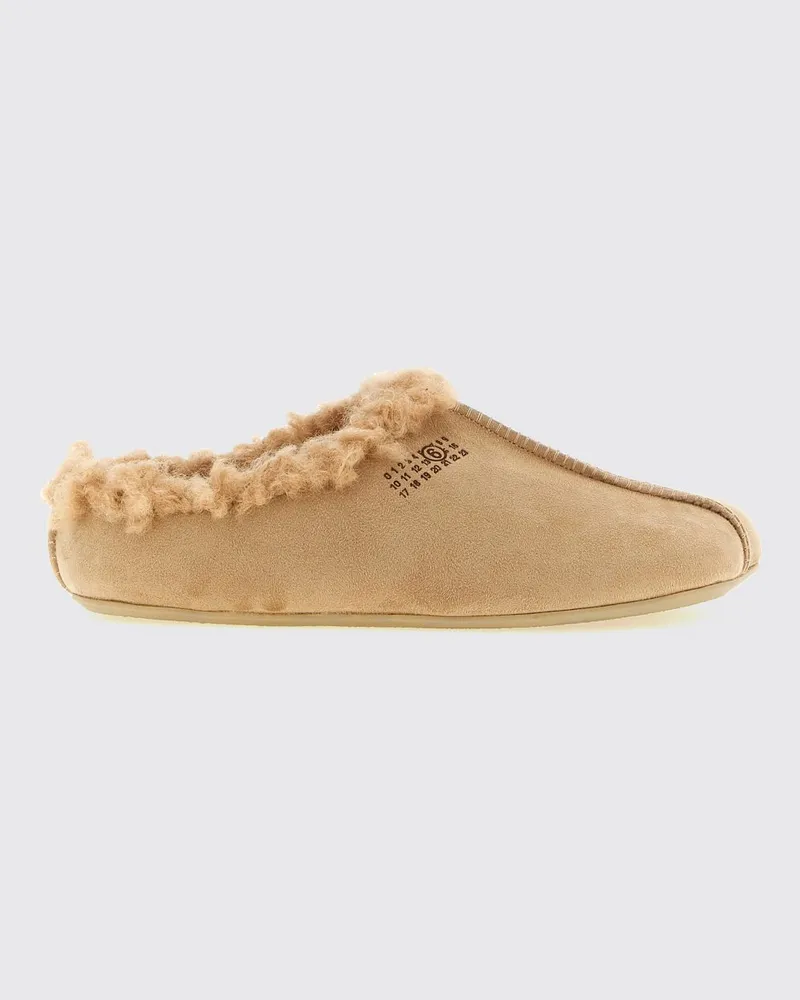Maison Margiela Wildleder-Mules mit Shearling-Futter Braun