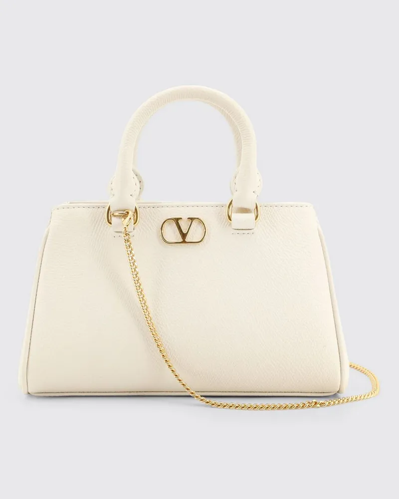 Valentino Garavani Handtasche aus genarbtem Leder mit VLogo Signature Ivory