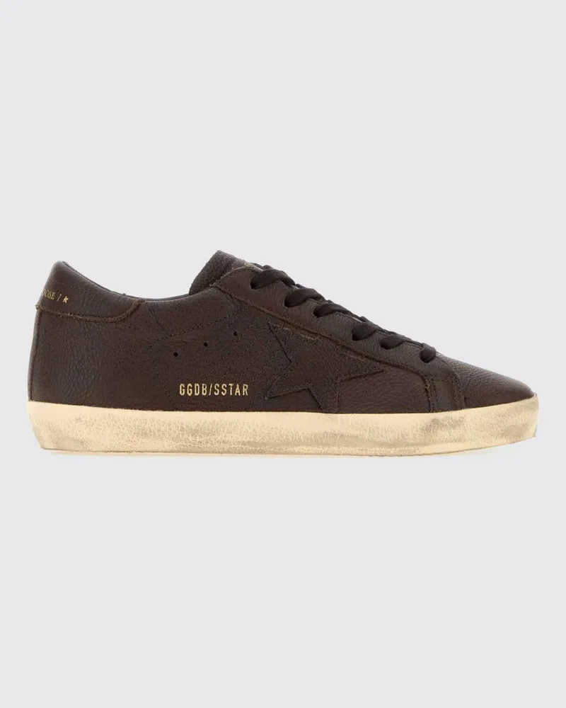 Golden Goose Super-Star Sneaker aus genarbtem Leder mit Used-Effekt Braun