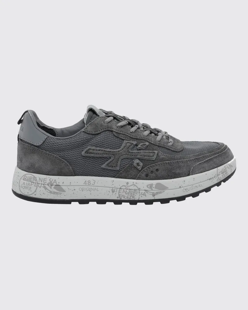 Premiata Nous Sneaker aus Mesh und Wildleder mit gezackter Profilsohle Grau