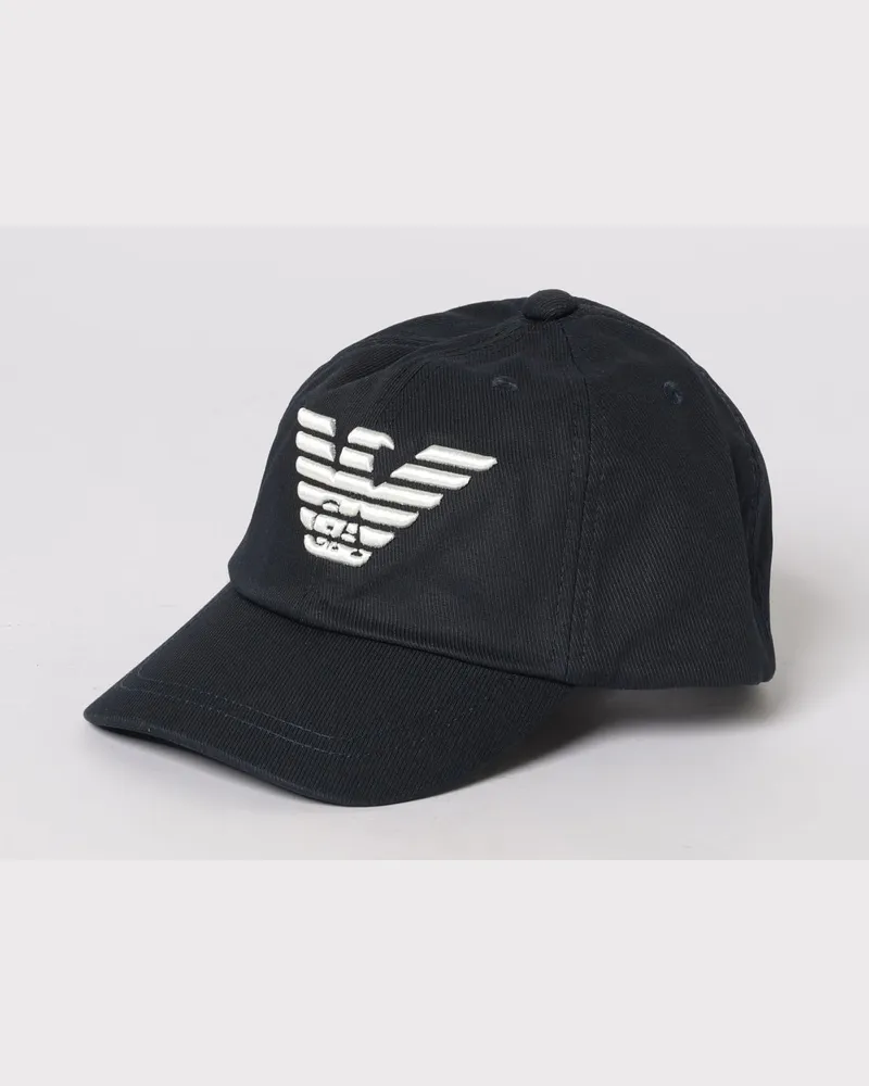 Emporio Armani Baumwollhut mit gesticktem Adler Navy