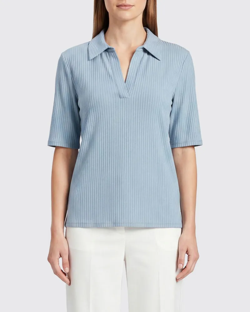 Ralph Lauren Geripptes Slim-Fit Jersey-Poloshirt Blau