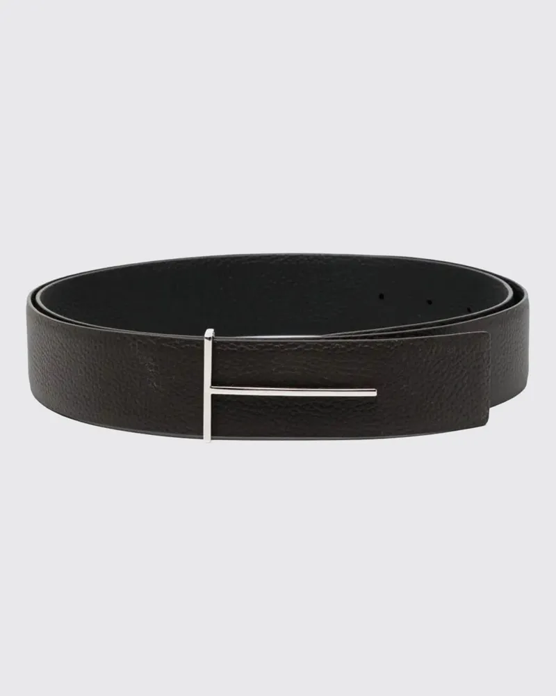 Tom Ford Wendbarer 4 cm Gürtel aus genarbtem Leder mit T-Monogramm-Schnalle Braun