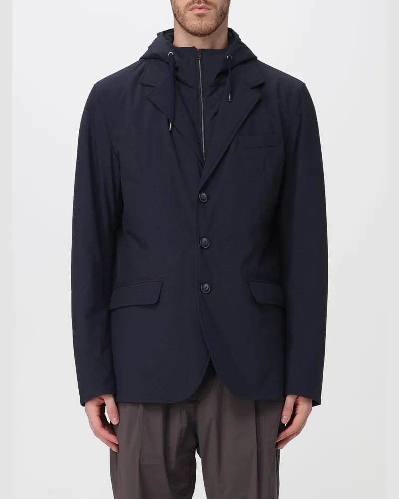 Herno Doppellagiger Blazer aus Nylon mit Kapuze Navy