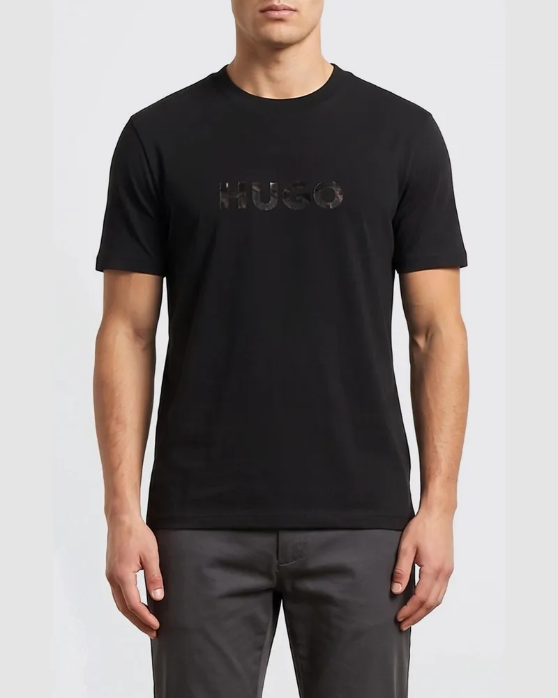 HUGO BOSS Baumwoll-T-Shirt mit Logo Schwarz