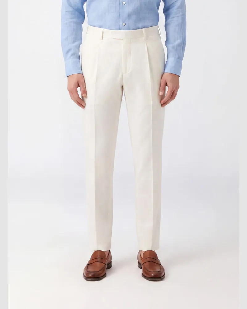 PT TORINO Slim-Fit-Anzughose aus Stretch-Baumwolle mit Bundfalten Weiß