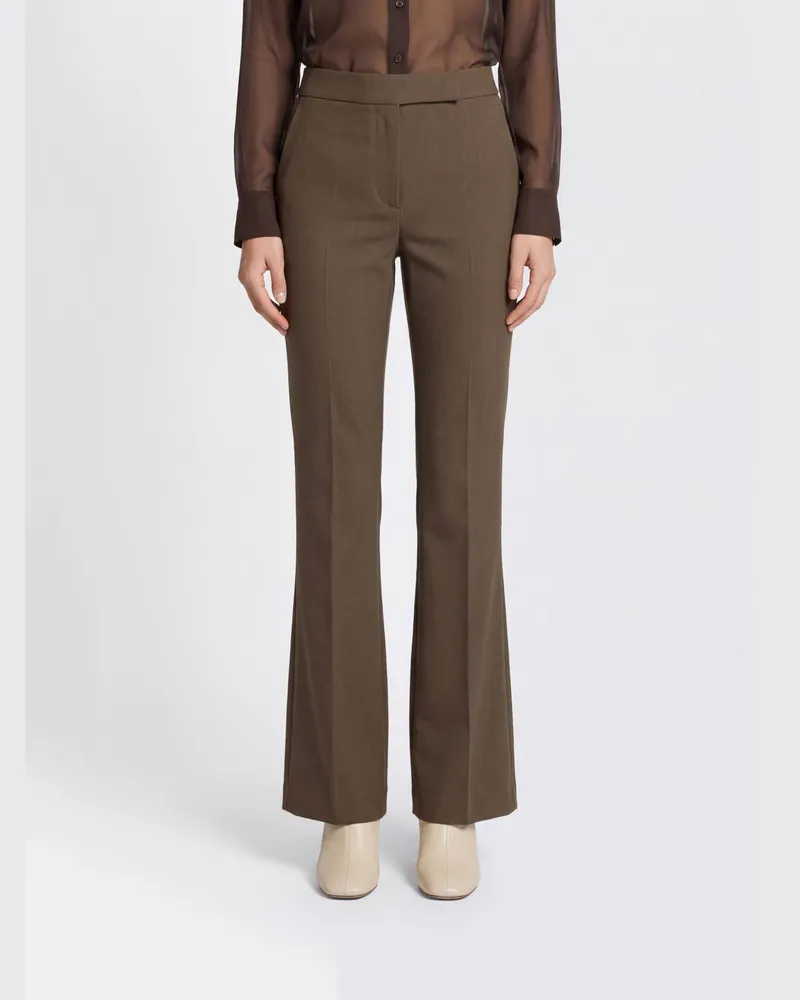 Max Mara Maßgeschneiderte Straight-Leg-Hose aus Leinenmischung mit mittlerer Leibhöhe Beige