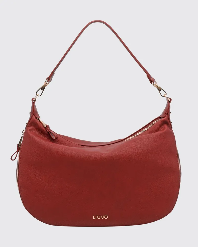 Liu Jo Hobo-Tasche aus genarbtem Kunstleder mit Monogramm-Logo und abnehmbarem Henkel Rot
