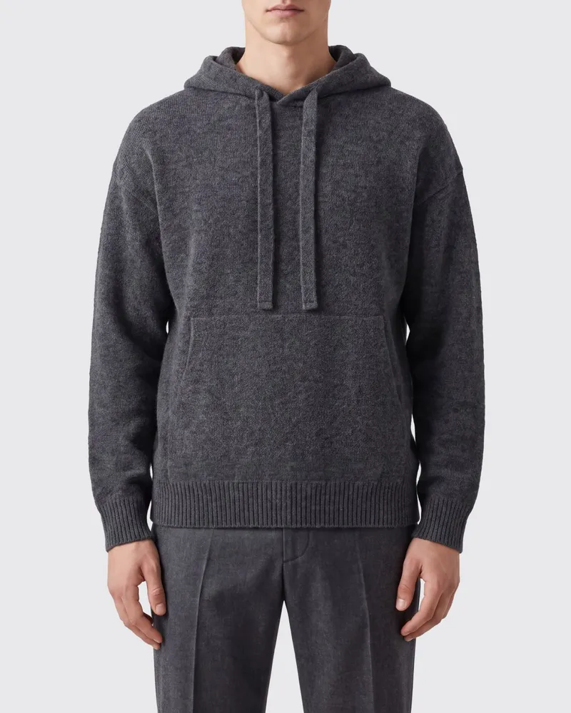 Laneus Hoodie aus Kaschmir und Seide mit Kängurutasche Grau