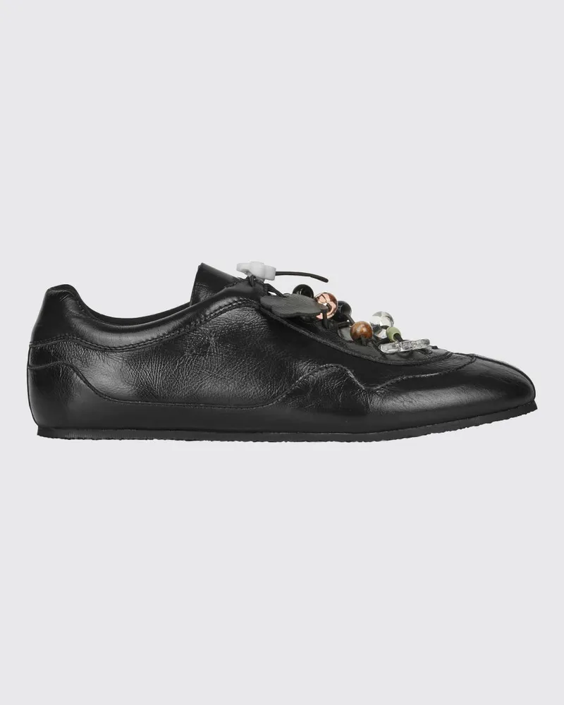 Cecilie Bahnsen CBBlaise Low-Top-Sneaker aus Leder mit Perlenblumen Schwarz