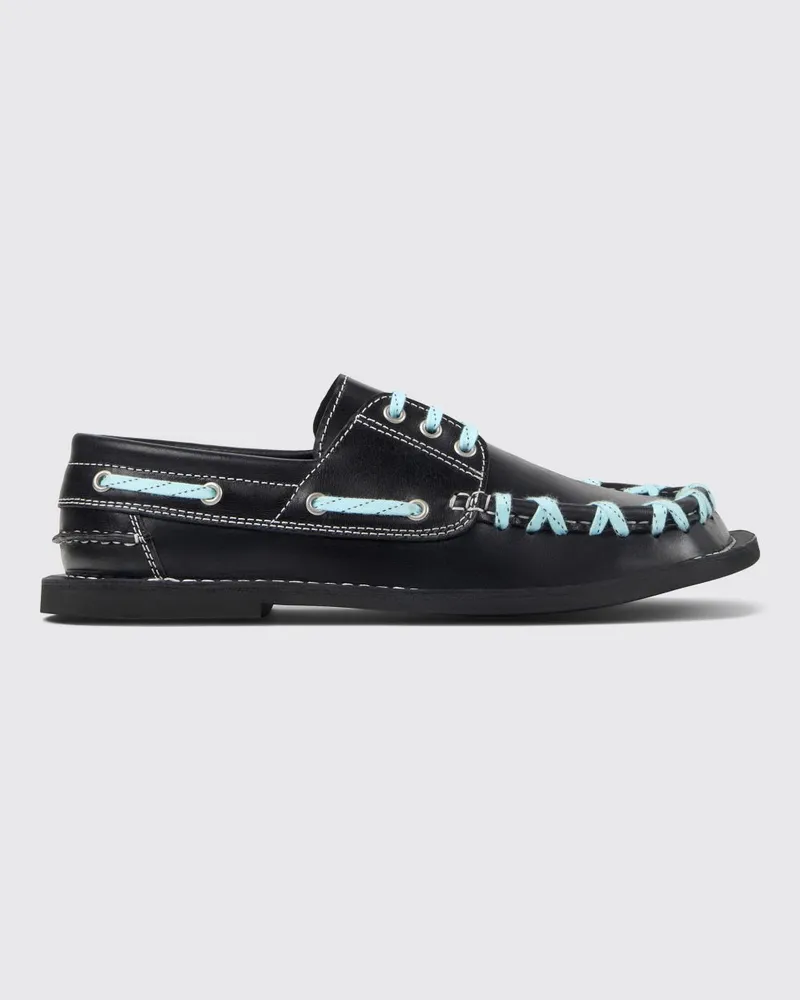 Camper Eki Bootsschuhe aus Leder mit Stickerei und asymmetrischer Spitze Schwarz